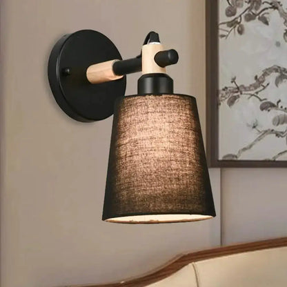 Modern Nordic Wood Wall Lamp With Horn Shade