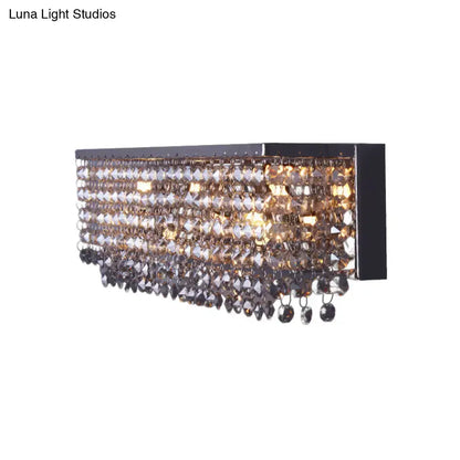 Chrome Octagonal Crystal Wall Light sconce by Decorbites, cascading prisms, warm glow on Tampa Home & Garden Store