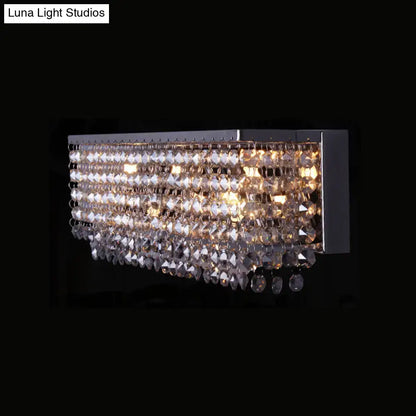 Chrome Octagonal Crystal Wall Light Decorbites chrome finish wall fixture with cascading prisms on Tampa Home & Garden Store