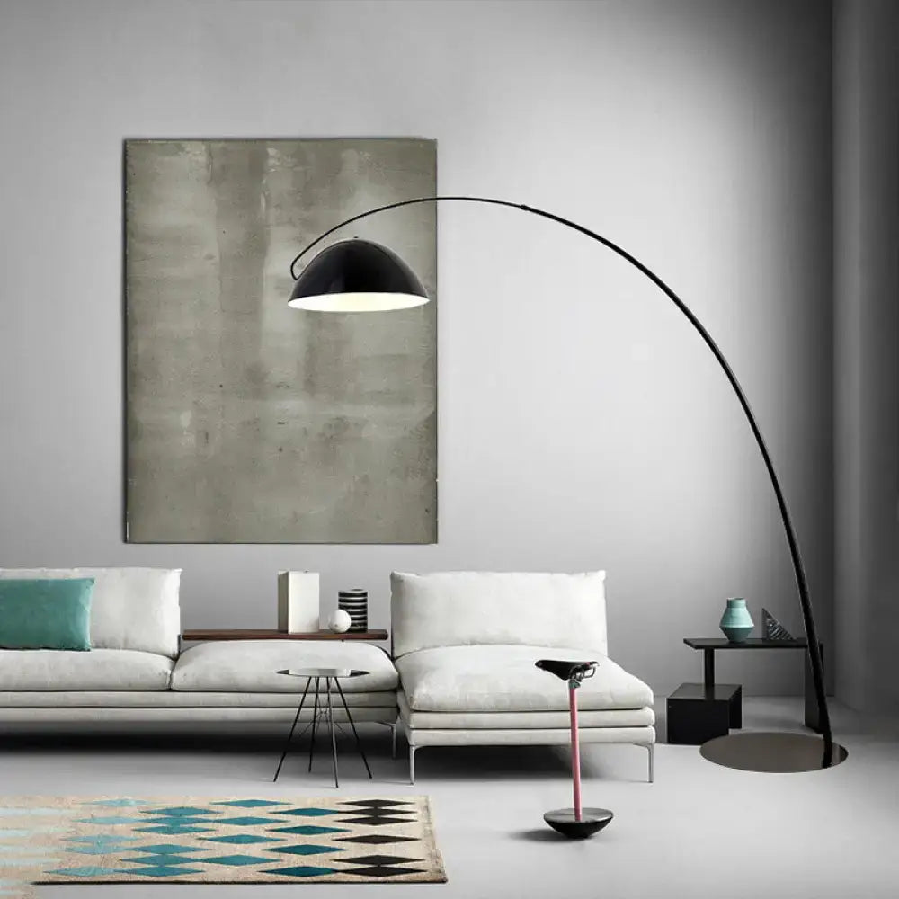 Olive Upholstered Armchair by Decorbites in modern living room with a black arc floor lamp on Tampa Home & Garden Store
