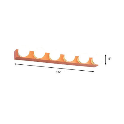 Decorbites orange and white vanity light fixture with 6 globe bulbs, 16in long, 4in high on Tampa Home & Garden Store