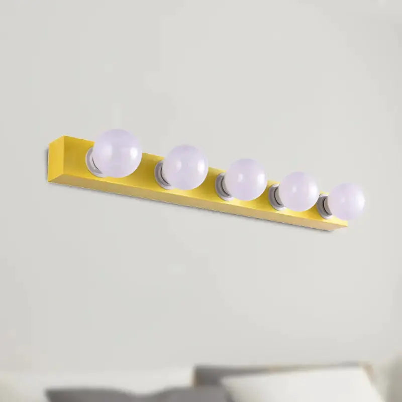 Modern orange & white six-bulb vanity light fixture with white globe bulbs by Decorbites on Tampa Home & Garden Store