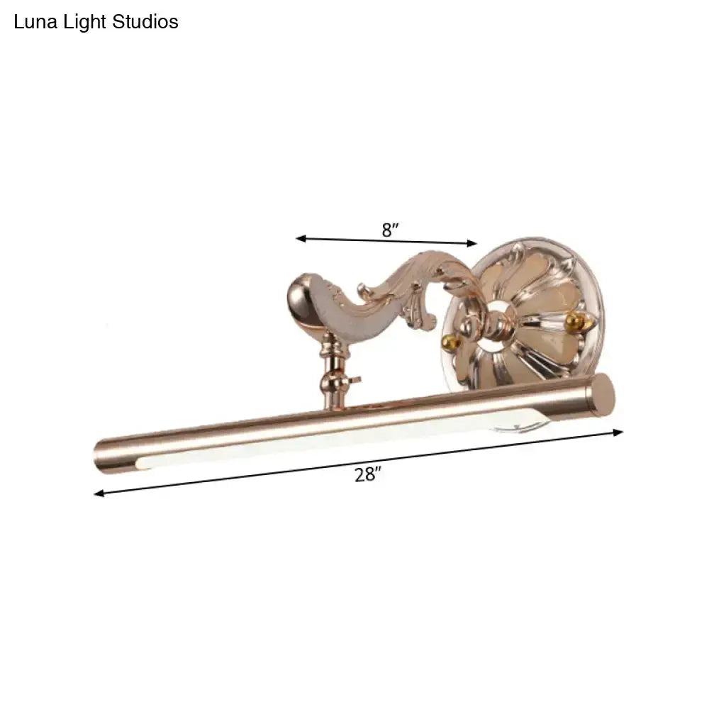 Ornate Gold Floral Wall Mount Bathroom Lamp