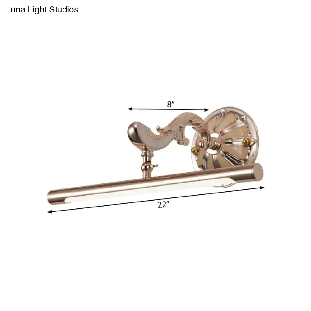 Ornate Gold Floral Wall Mount Bathroom Lamp