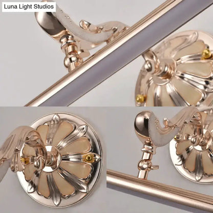 Ornate Gold Floral Wall Mount Bathroom Lamp