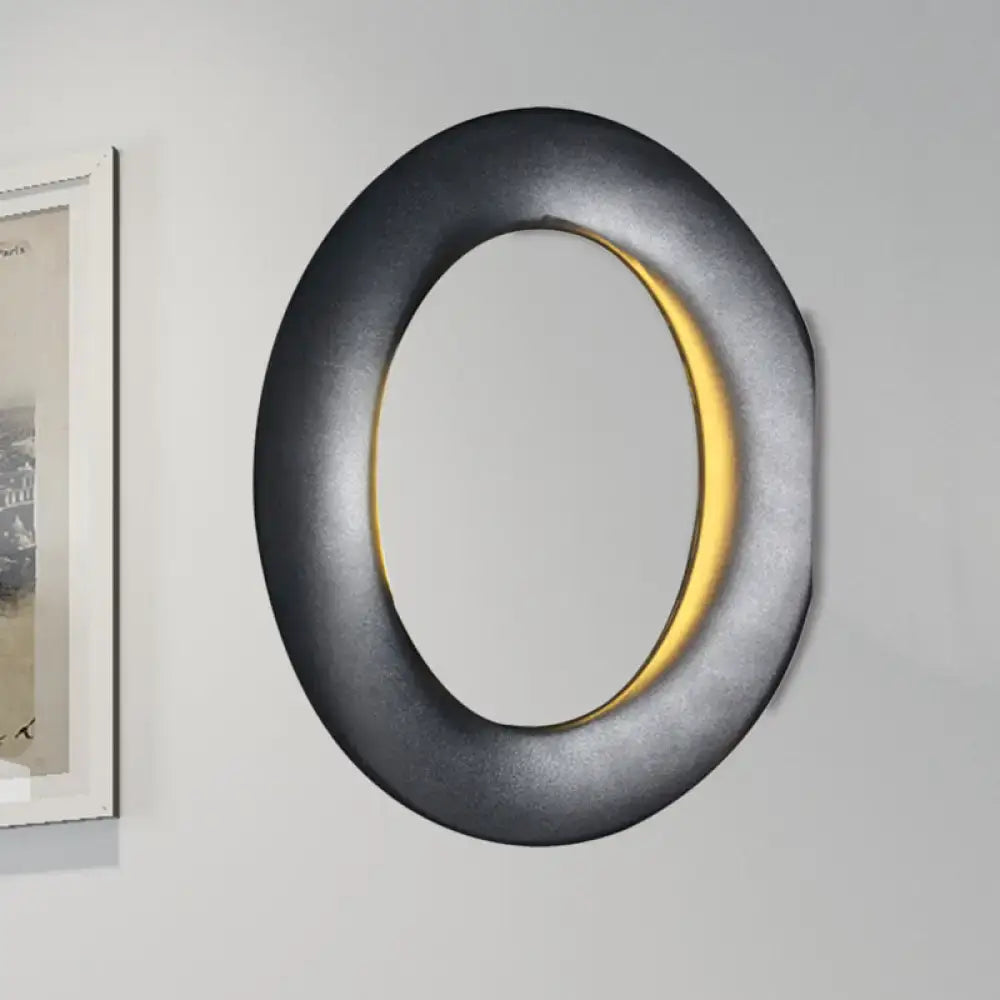 Black LED aluminum circline wall light, oval ring sconce with warm glow on Tampa Home & Garden Store