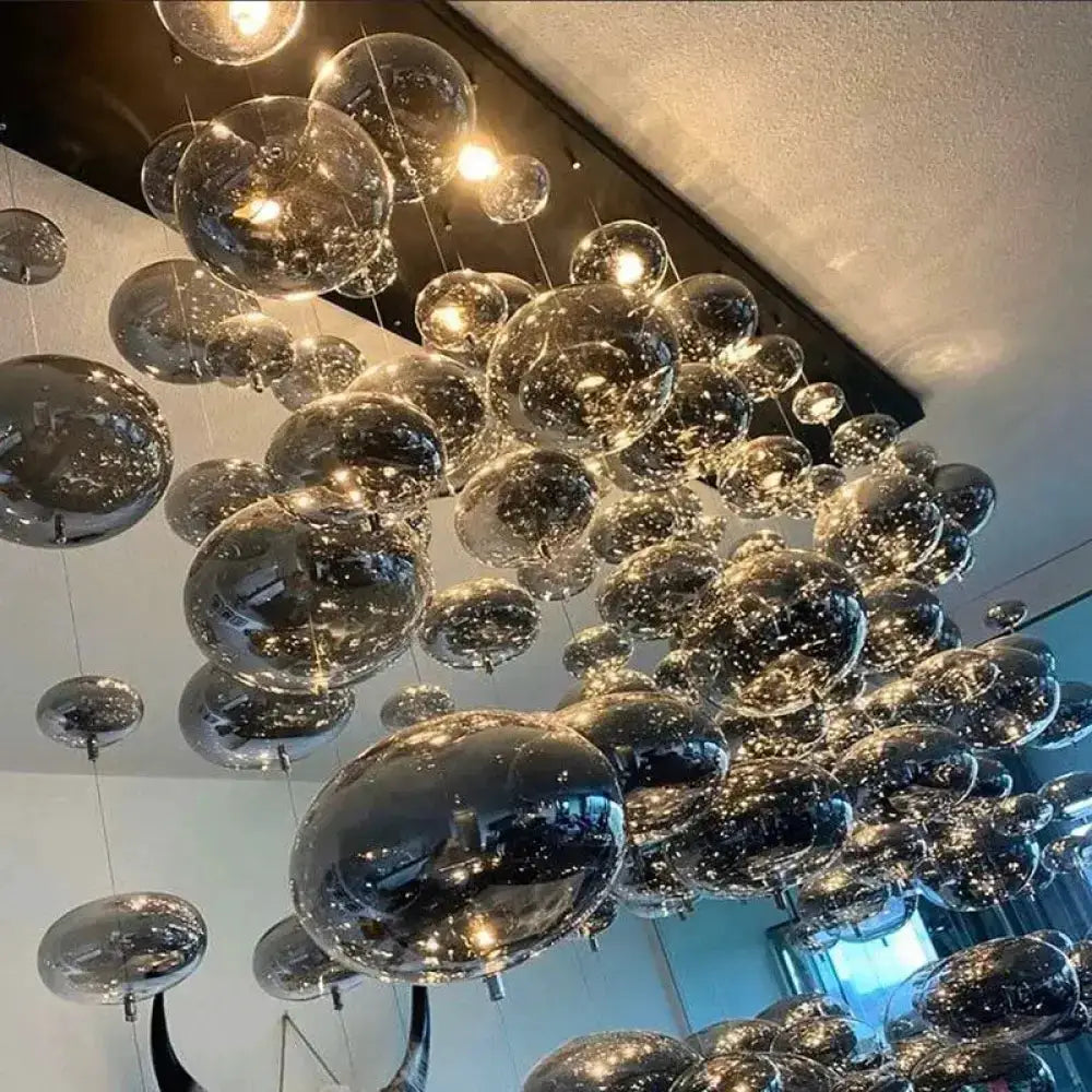Modern oval bubble ball silver chandelier dining room light fixture by Decorbites on Tampa Home & Garden Store