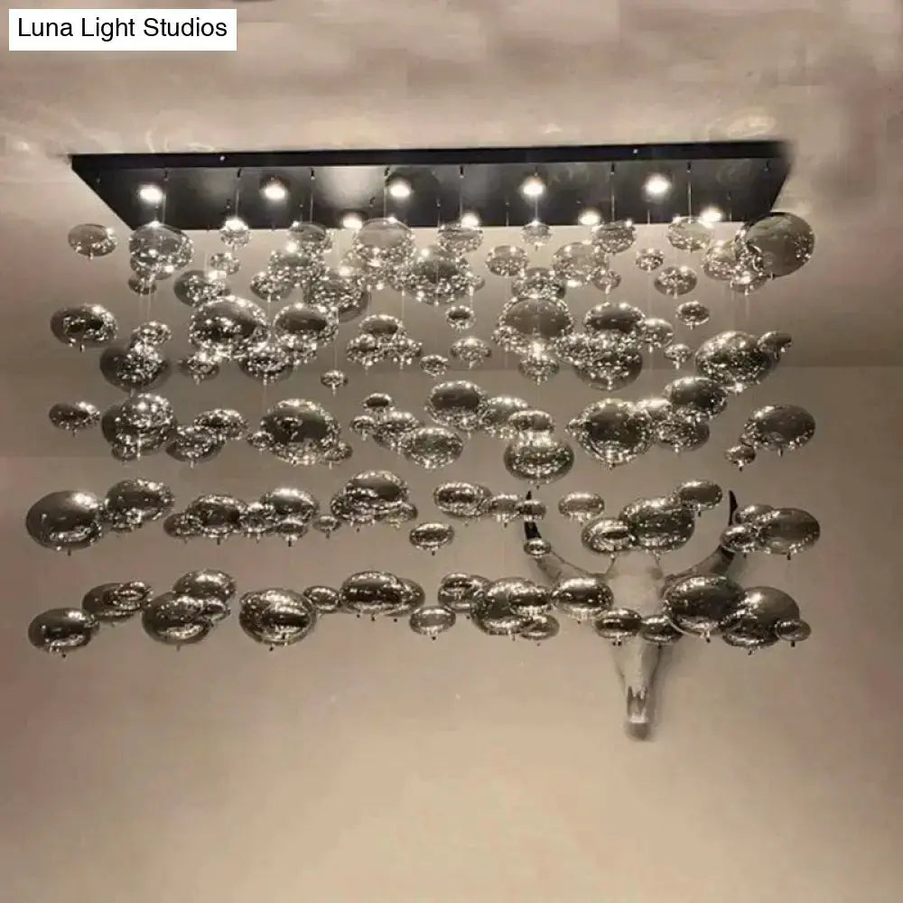 Modern oval bubble ball silver chandelier dining room light Decorbites with glass spheres on Tampa Home & Garden Store
