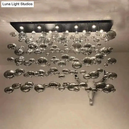 Modern oval bubble ball silver chandelier dining room light Decorbites with glass spheres on Tampa Home & Garden Store