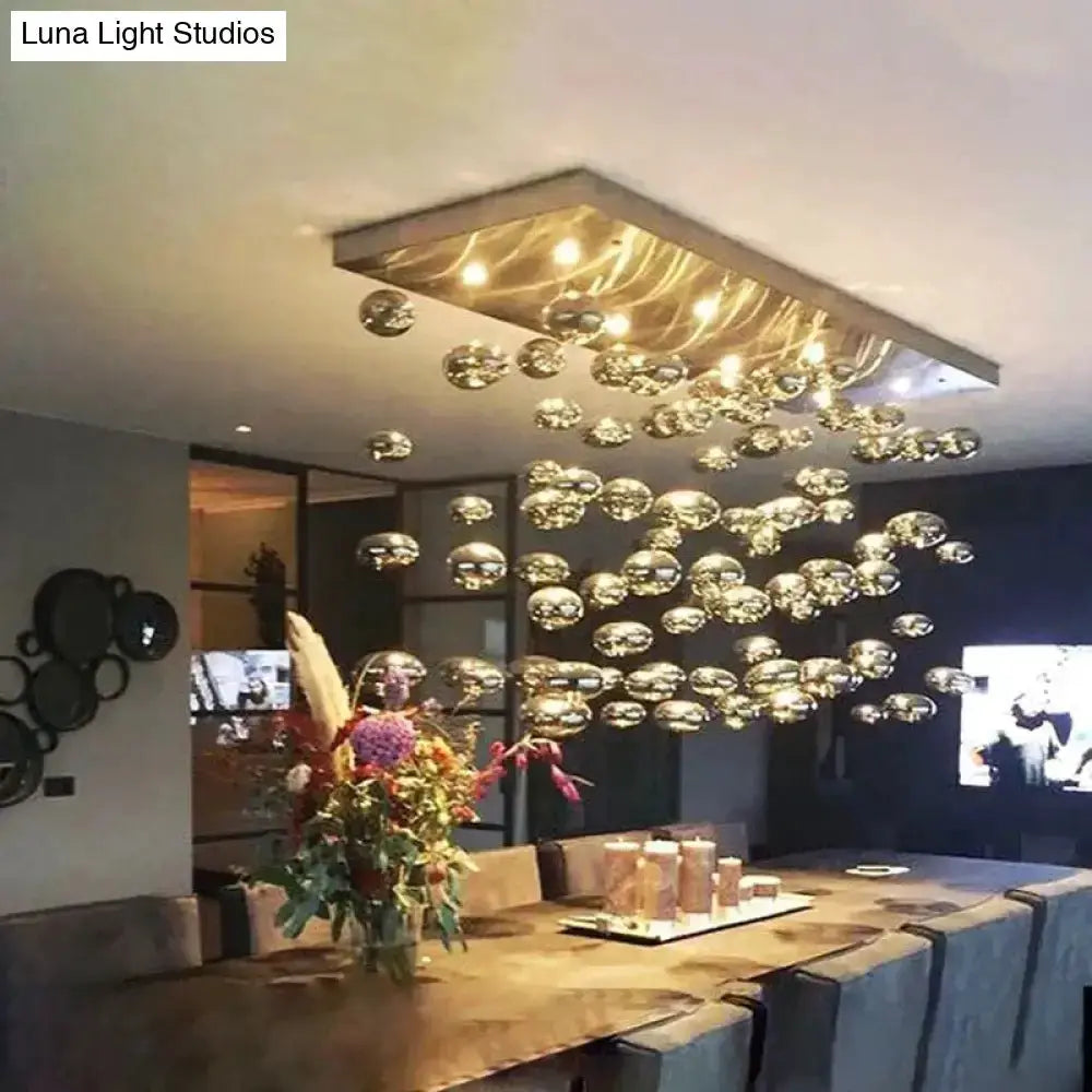 Modern oval bubble ball silver chandelier light fixture by Decorbites for dining rooms on Tampa Home & Garden Store