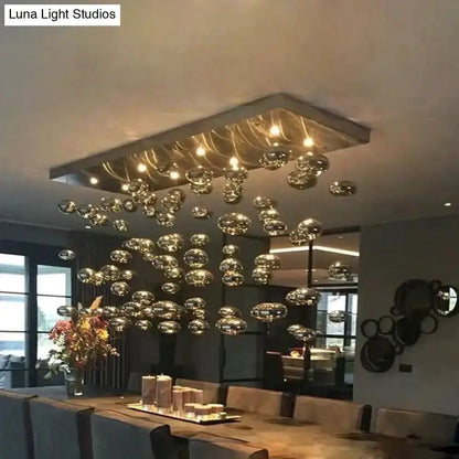 Modern oval bubble ball silver chandelier light fixture by Decorbites for dining room on Tampa Home & Garden Store