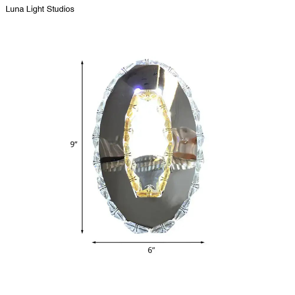 Chrome Crystal Warm White Wall Sconce with oval crystal border by Decorbites on Tampa Home & Garden Store