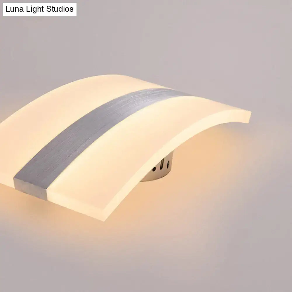 Metal Oval LED Sconce with white curved panels and gray accent, wall-mounted on Tampa Home & Garden Store