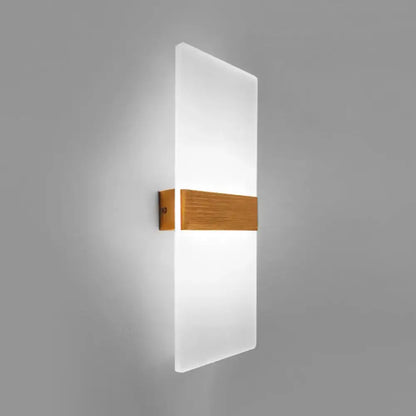 Decorbites Metal Oval LED Sconce with frosted glass and warm wood mid-band on Tampa Home & Garden Store