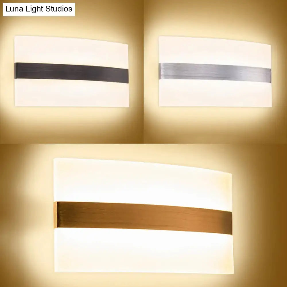 Decorbites Metal Oval LED Sconce white rectangular wall light with a bold horizontal band in black gray or bronze on Tampa Home & Garden Store