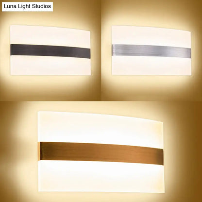 Decorbites Metal Oval LED Sconce white rectangular wall light with a bold horizontal band in black gray or bronze on Tampa Home & Garden Store