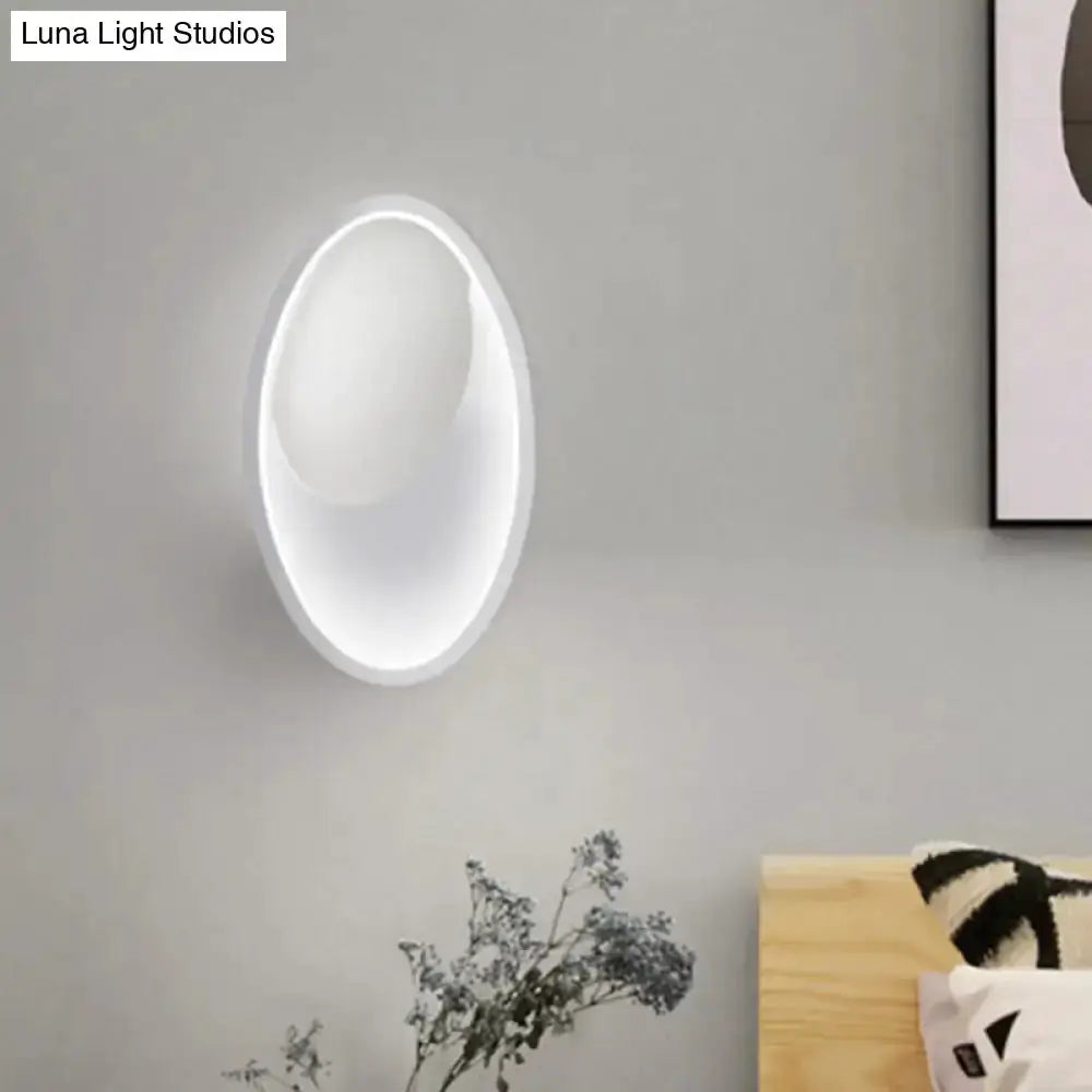 Modern Oval Led Wall Lamp in White and Black
