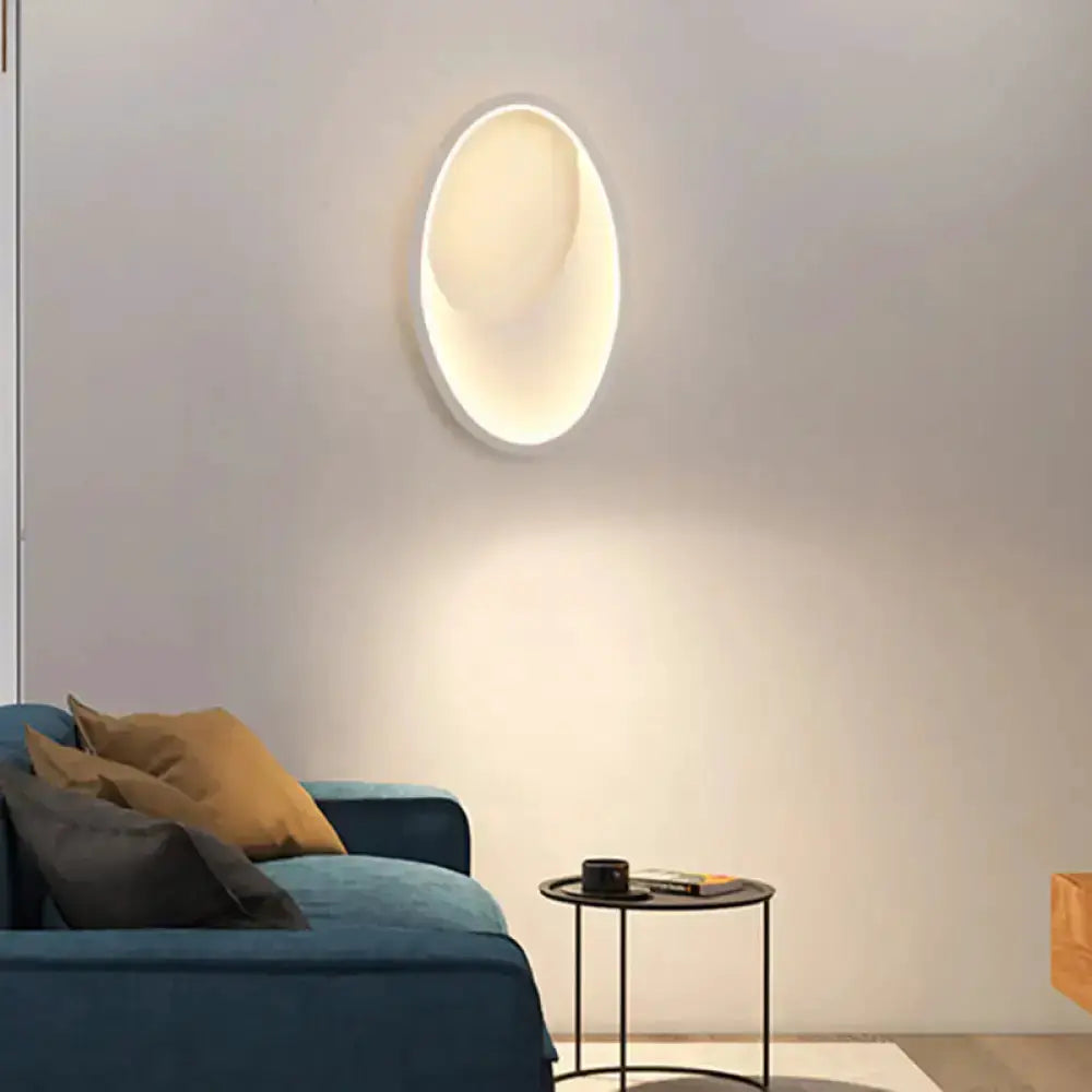 Modern Oval Led Wall Lamp in White and Black
