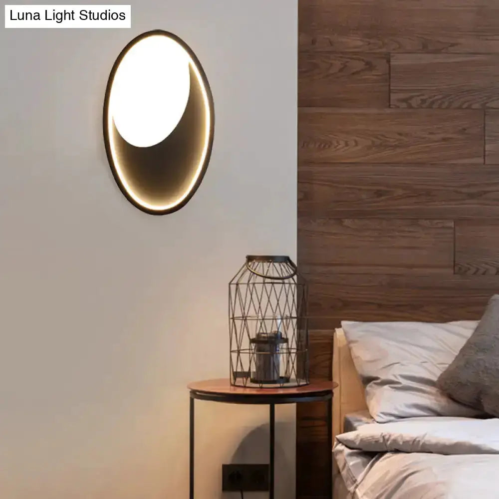 Modern Oval Led Wall Lamp in White and Black
