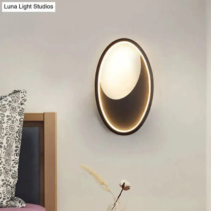 Modern Oval Led Wall Lamp in White and Black