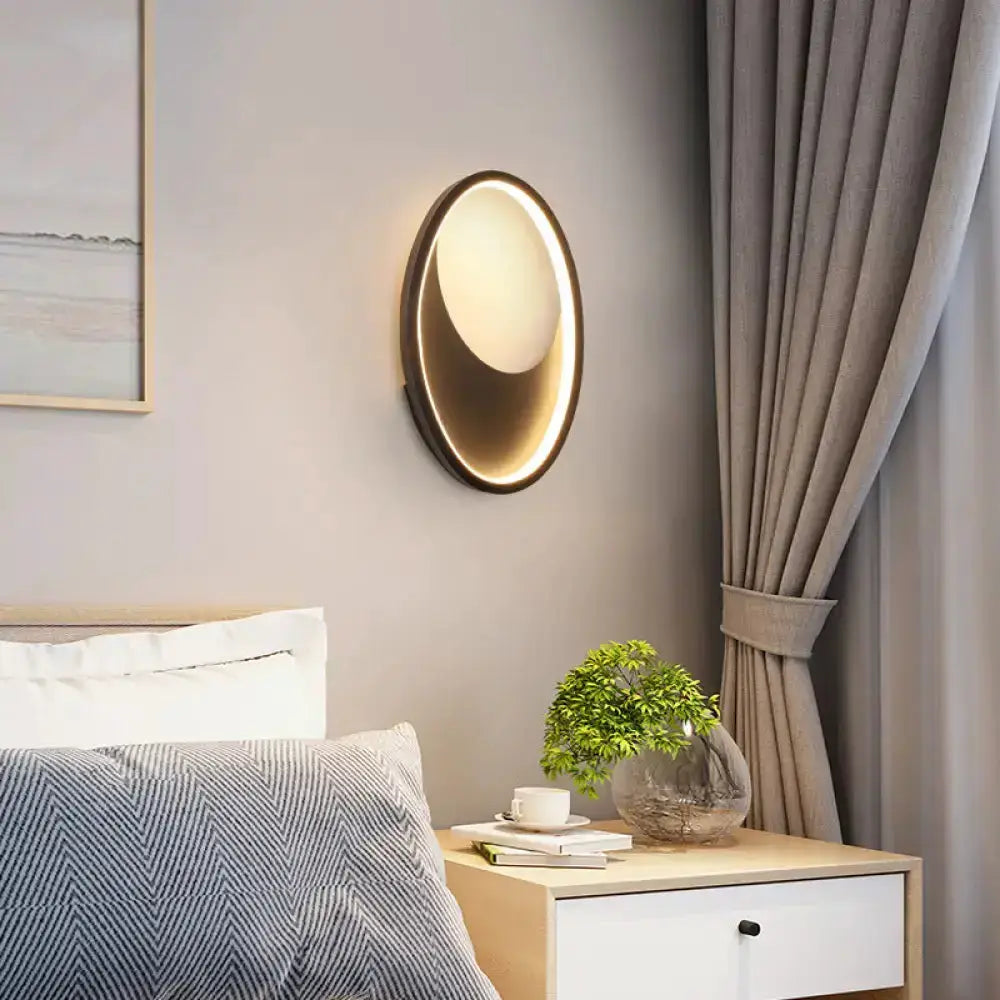 Modern Oval Led Wall Lamp in White and Black
