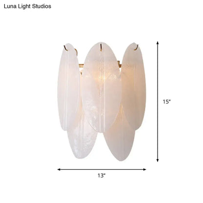 White glass leaf sconce with chrome three-light fixture, leaf panels, 13in wide x 15in tall on Tampa Home & Garden Store