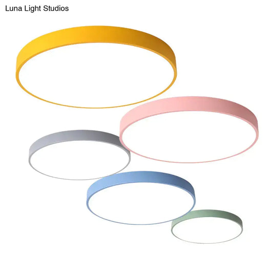 Modern pastel acrylic round LED flushmount lights, set of 5 pastel colors Decorbites on Tampa Home & Garden Store