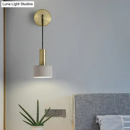 Pink Brass Wall Lamp sconce with white drum shade and brass backplate Decorbites on Tampa Home & Garden Store