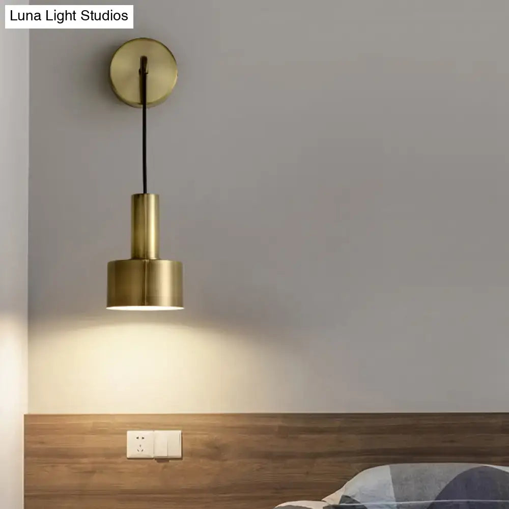 Pink brass wall lamp with cylindrical metal shade by Decorbites on Tampa Home & Garden Store