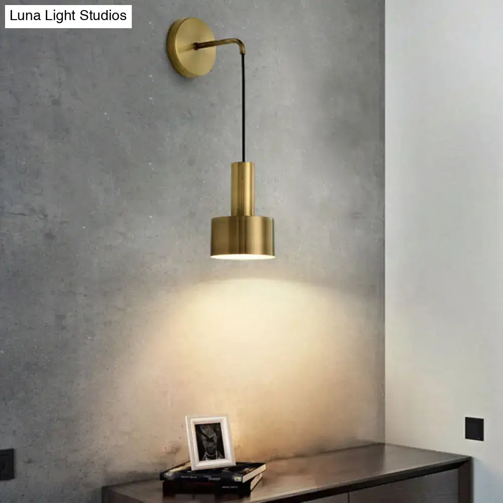 Pink Brass Wall Lamp by Decorbites with brass pendant and black cord on gray wall on Tampa Home & Garden Store