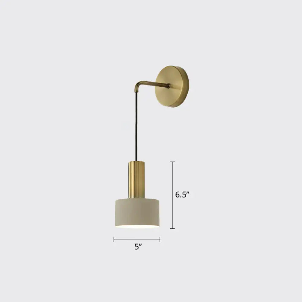 Pink Brass Wall Lamp by Decorbites with brass wall mount, black cord, cream drum shade on Tampa Home & Garden Store