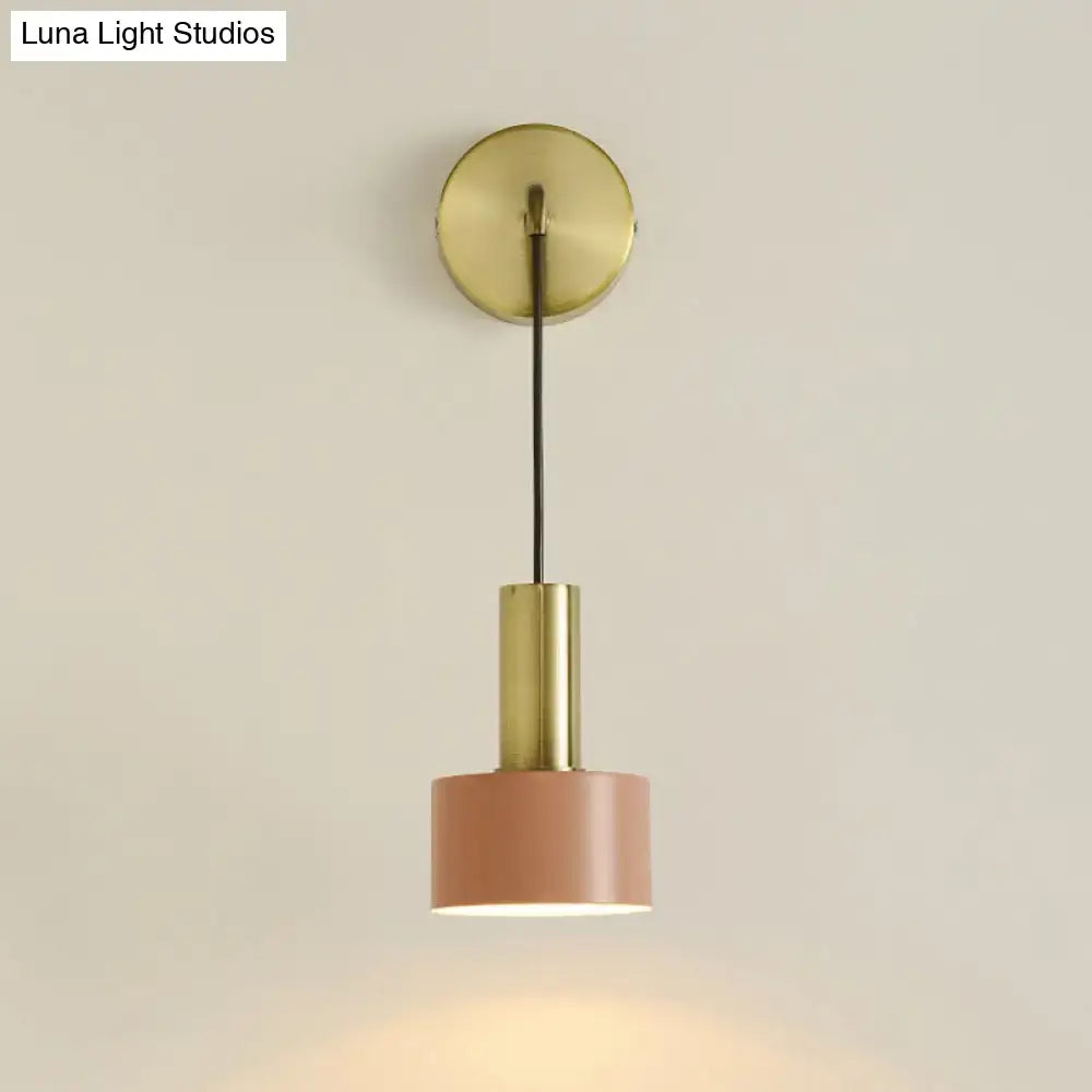 Pink brass wall lamp with pink shade and brass holder by Decorbites on Tampa Home & Garden Store