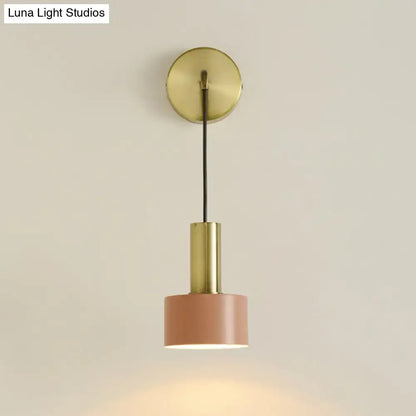 Pink brass wall lamp with pink shade and brass holder by Decorbites on Tampa Home & Garden Store