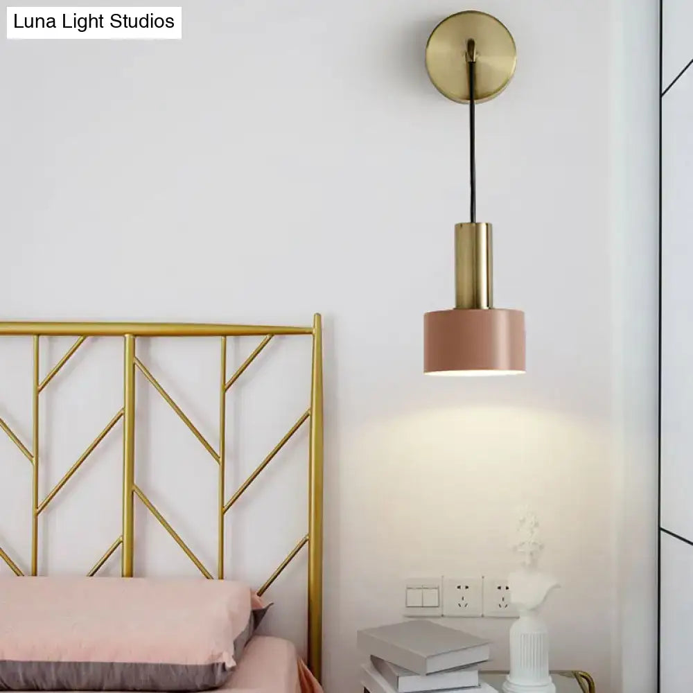 Pink brass wall lamp by Decorbites with pink shade and brass hardware, wall mounted on Tampa Home & Garden Store