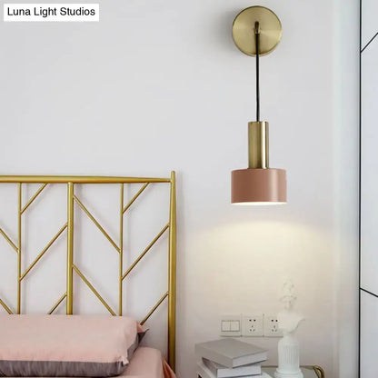Pink brass wall lamp by Decorbites with pink shade and brass hardware, wall mounted on Tampa Home & Garden Store