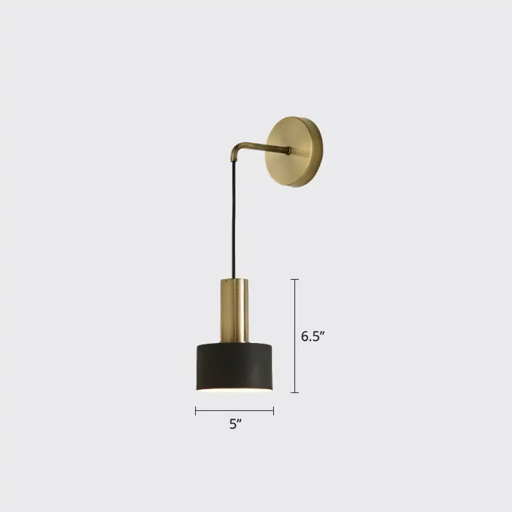 Pink brass wall lamp with black shade and brass stem by Decorbites on Tampa Home & Garden Store