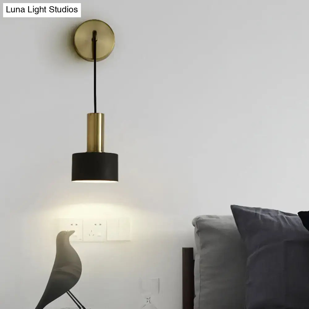 Pink Brass Wall Lamp with black shade and brass stem, wall-mounted pendant light by Decorbites on Tampa Home & Garden Store