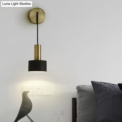 Pink Brass Wall Lamp with black shade and brass stem, wall-mounted pendant light by Decorbites on Tampa Home & Garden Store