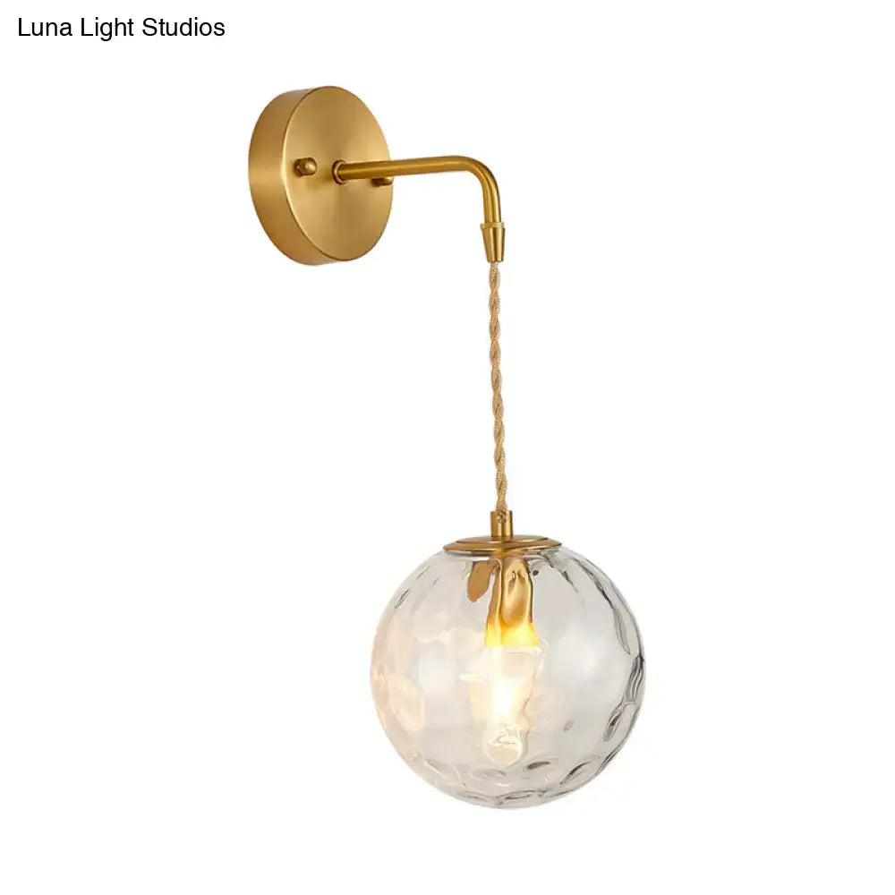 Pink Brass Wall Lamp by Decorbites with clear glass globe and braided rope cord on Tampa Home & Garden Store