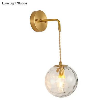 Pink Brass Wall Lamp by Decorbites with clear glass globe and braided rope cord on Tampa Home & Garden Store
