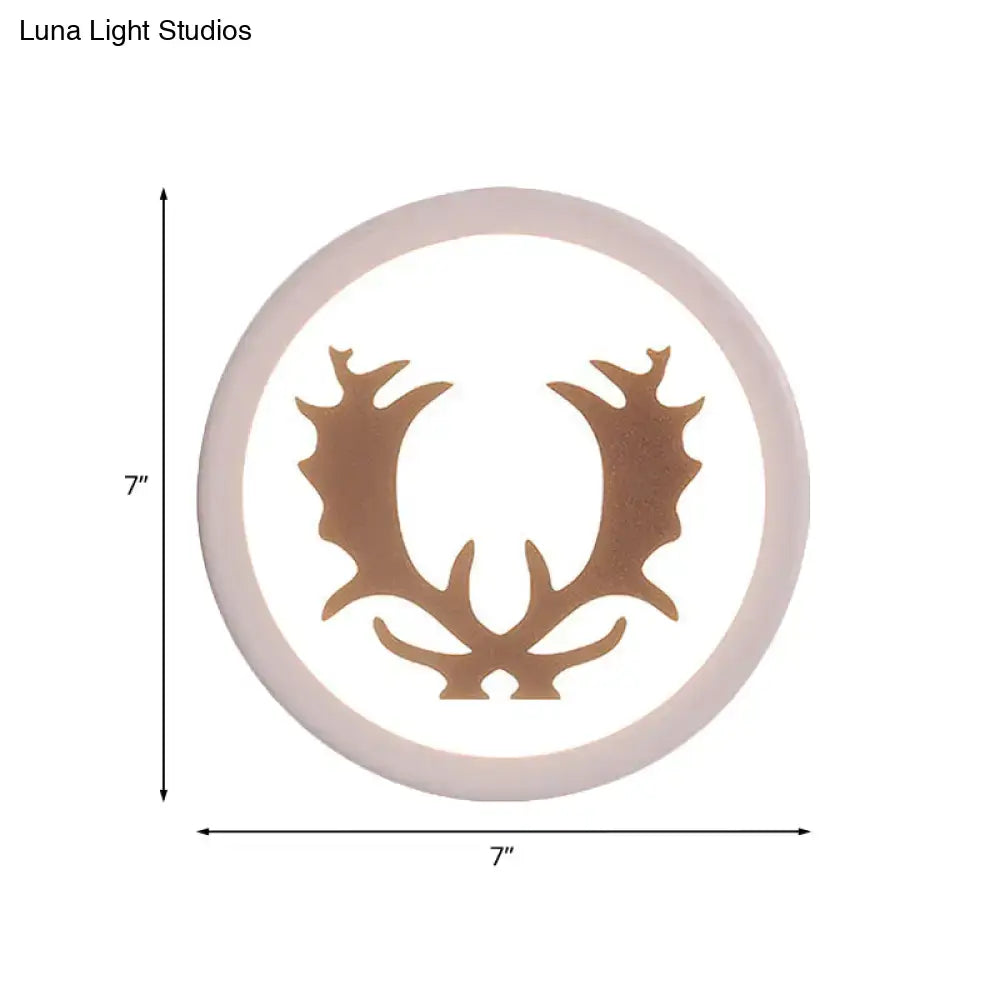 Pink deer wall sconce by Decorbites, circular 7in ring with gold deer antler silhouette on Tampa Home & Garden Store