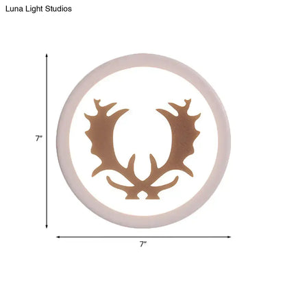 Pink deer wall sconce by Decorbites, circular 7in ring with gold deer antler silhouette on Tampa Home & Garden Store