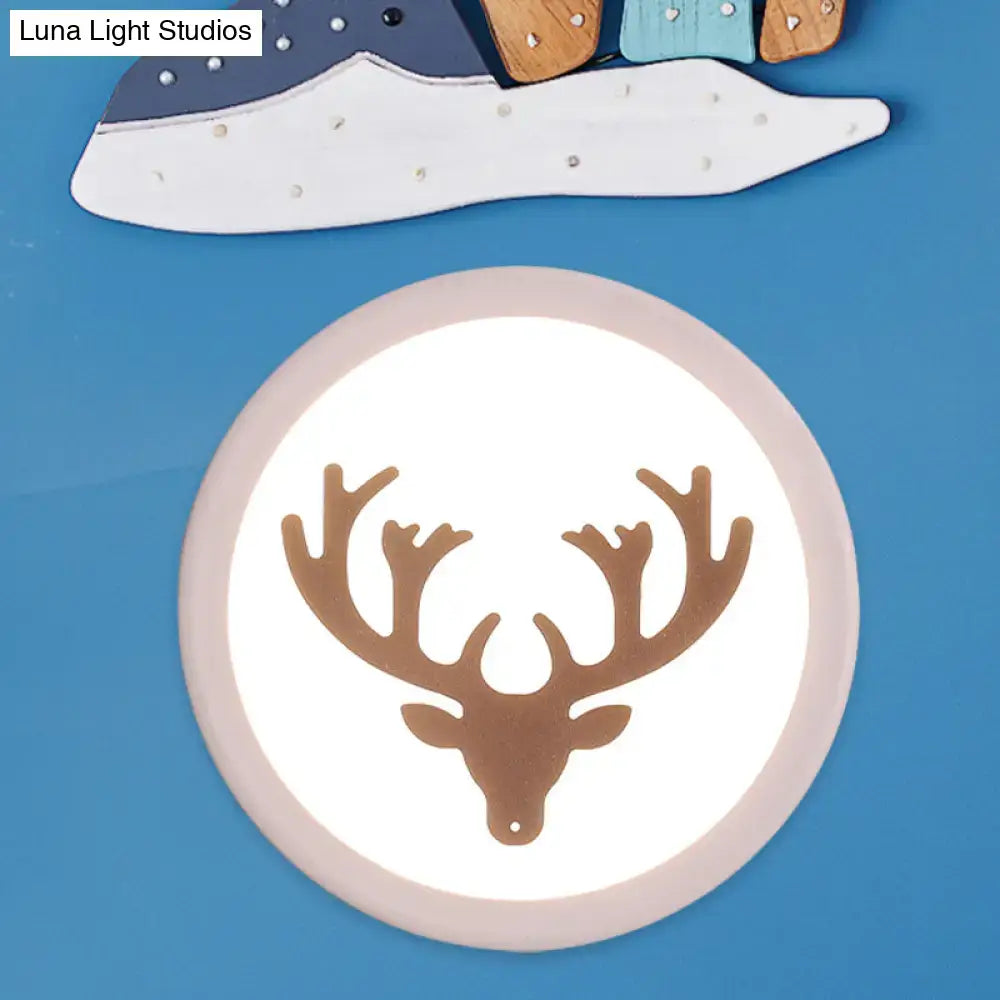 Pink round wall sconce with bronze deer silhouette by Decorbites on Tampa Home & Garden Store