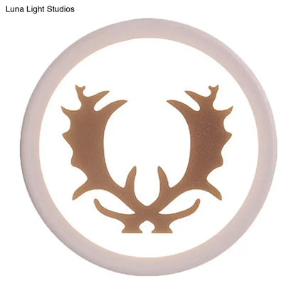 Pink Deer Wall Sconce by Decorbites, round white frame with gold deer silhouette on Tampa Home & Garden Store