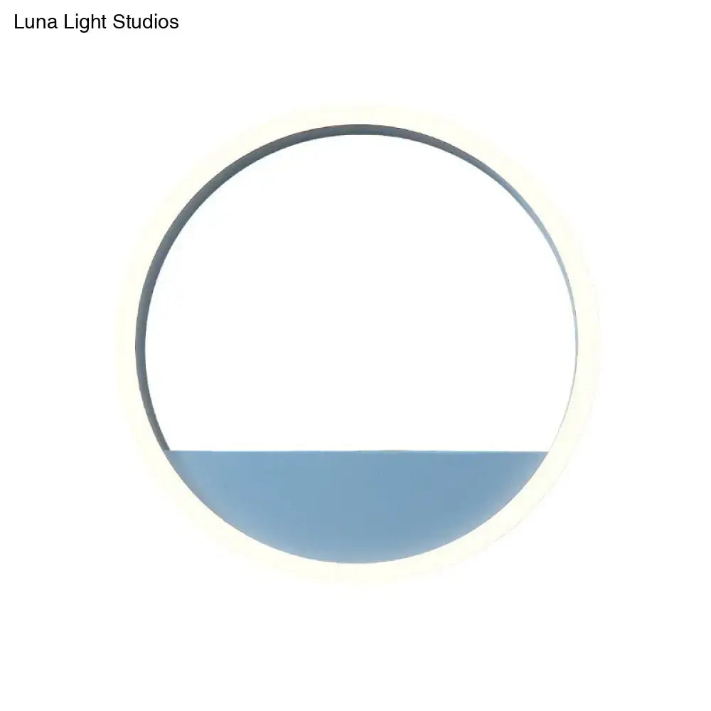 Modern iron hoop wall light with blue lower semicircle for bedroom decor on Tampa Home & Garden Store
