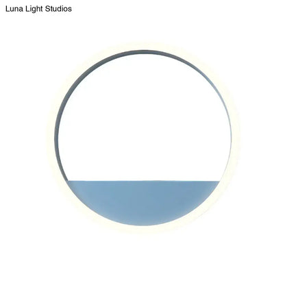Modern iron hoop wall light with blue lower semicircle for bedroom decor on Tampa Home & Garden Store
