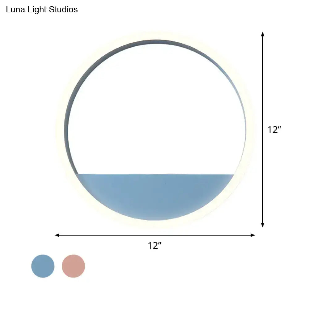 12-inch round iron hoop wall light with blue lower shelf, Decorbites, blue/pink color options on Tampa Home & Garden Store