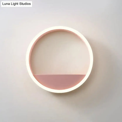Modern pink & blue iron hoop wall light with bedroom storage rack on Tampa Home & Garden Store