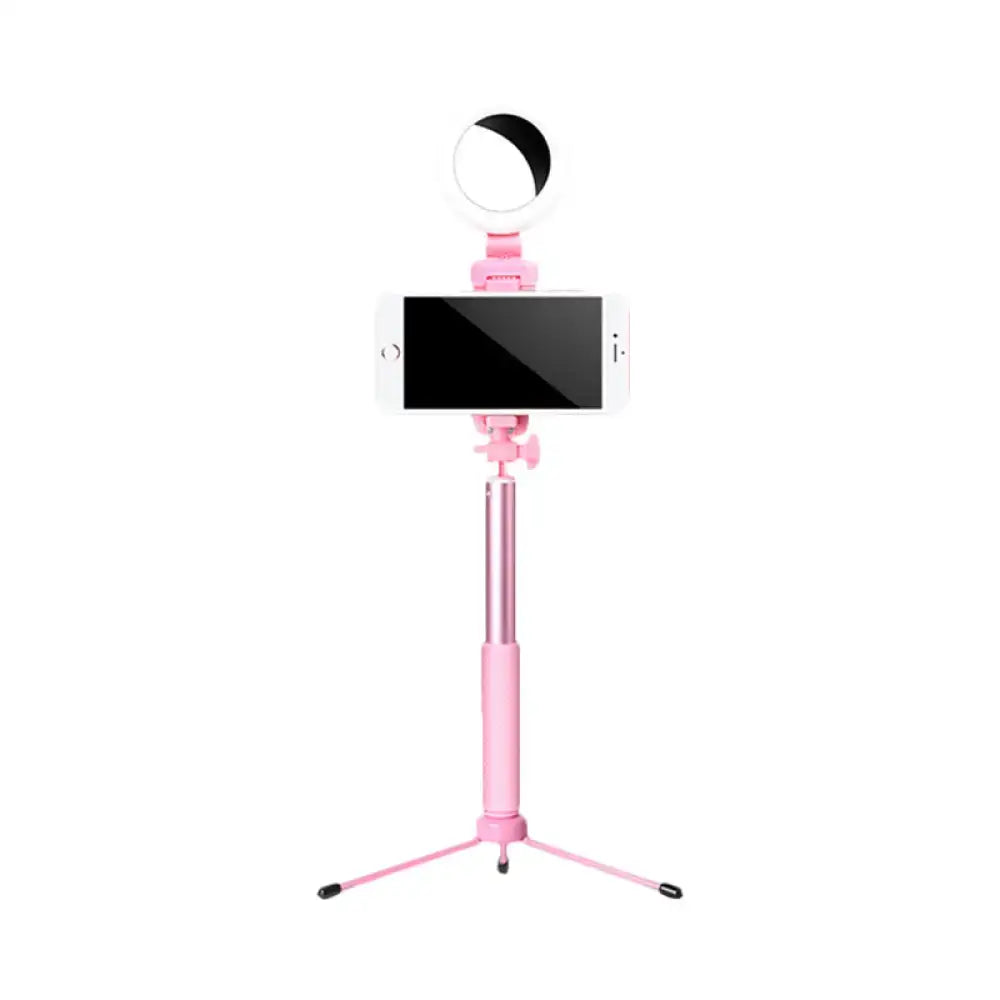 Pink Circle LED Mirror with phone mount on pink selfie stick tripod on Tampa Home & Garden Store