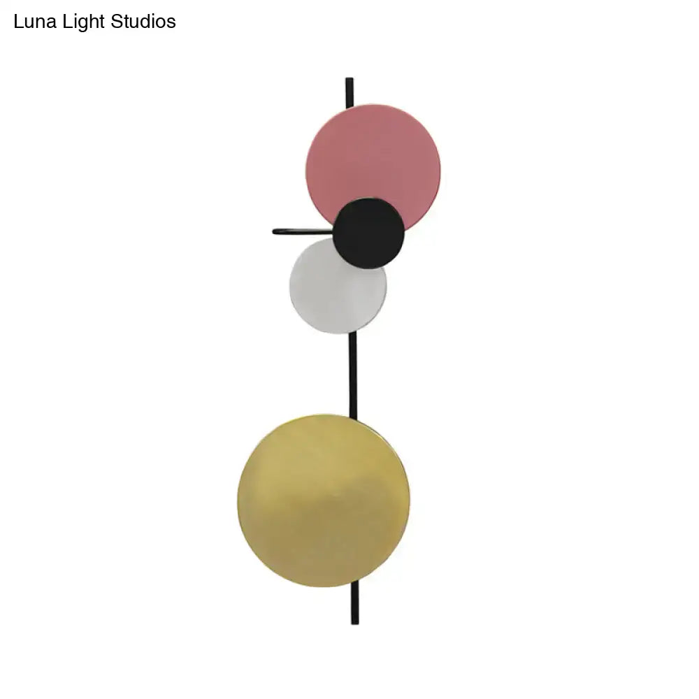 Pink Gold Circular Wall Light by Decorbites; 4 discs on a black vertical rod on Tampa Home & Garden Store
